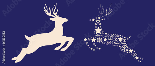 Christmas background. Christmas deer  Greeting card  banner  poster  holiday cover  header