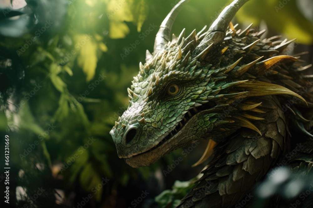 Fototapeta premium Green dragon close up