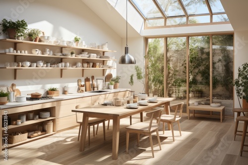 Scandinavian kitchen with light wood, white accents, and plenty of natural light