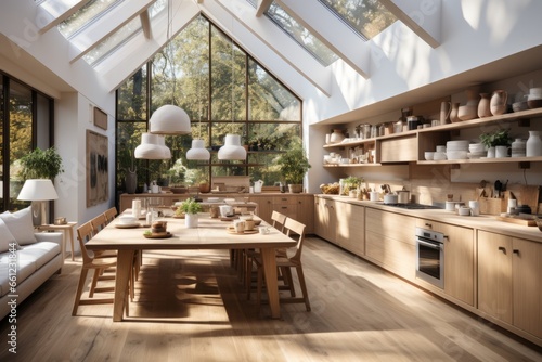 Scandinavian kitchen with light wood accents