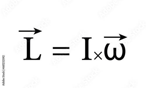 Angular momentum formula in physics. Uniform circular motion. Resources for teachers and students. Vector illustration isolated on white background.