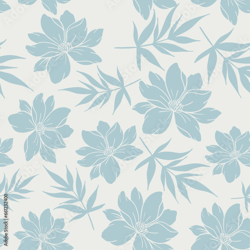 Vector seamless pattern with hand drawing wild plants  floral elements  hand drawing repeating background.