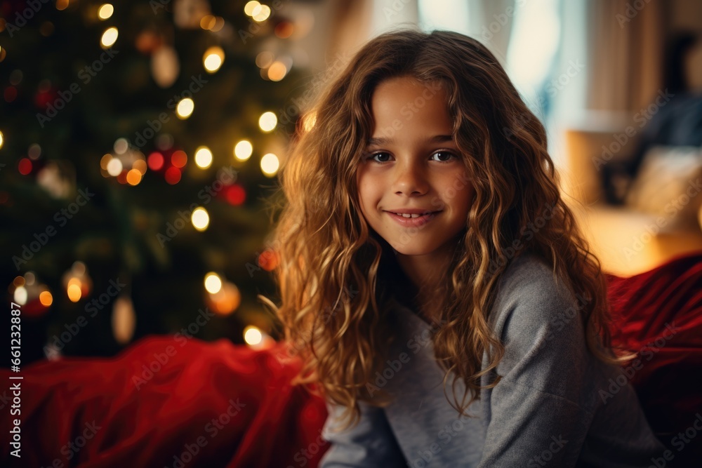 Girl in a cozy christmas room Girl in a cozy christmas room