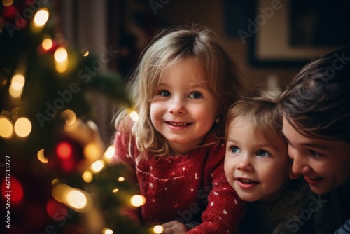 Kids in a cozy christmas living room