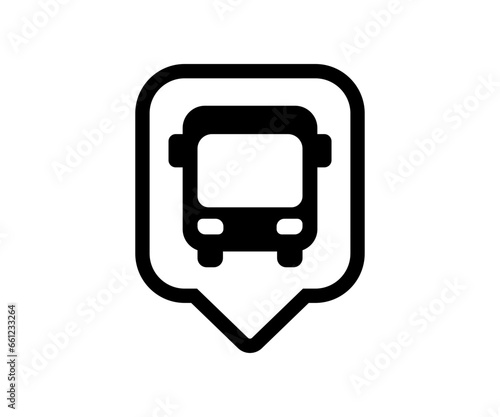 Bus stop icon. Vector bus location sign. Rounded bus station symbol.