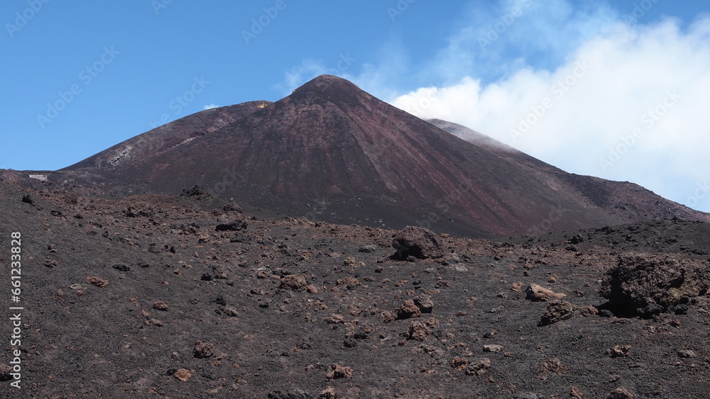 view of the mount etna and the volcanic ash