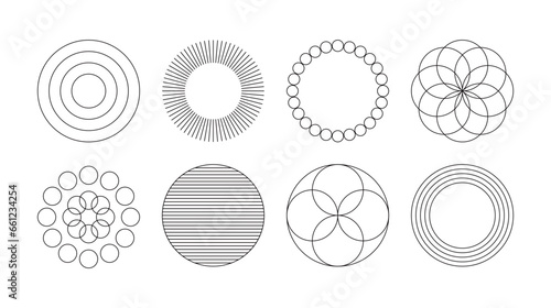 A set of line design graphic sources in a minimalist, modern and simple style.