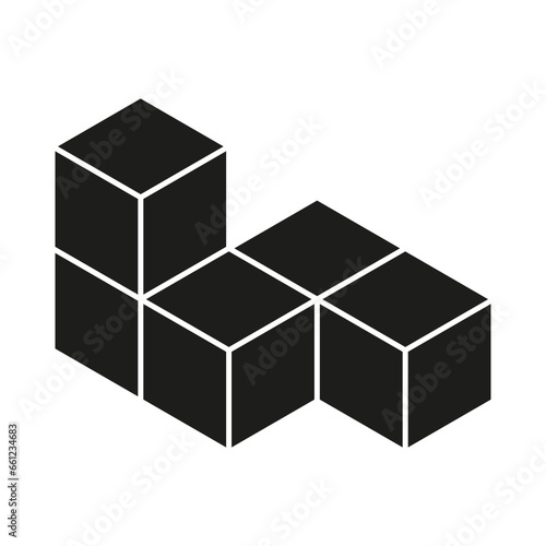 3D cube, square icon. Vector illustration. EPS 10. photo