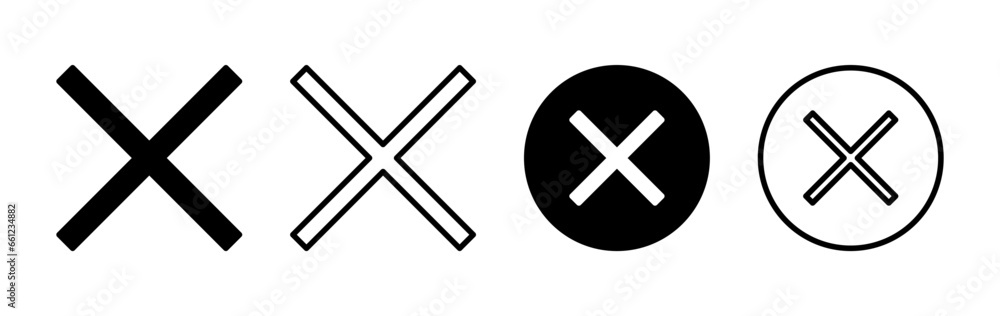 Close vector icon. Delete icon. remove, cancel, exit symbol. Close vector icon. Delete icon. remove, cancel, exit symbol.