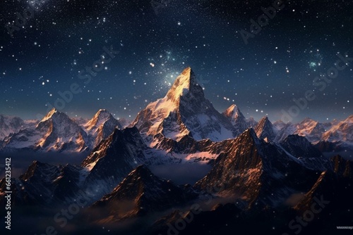 Stunning celestial peaks. Generative AI