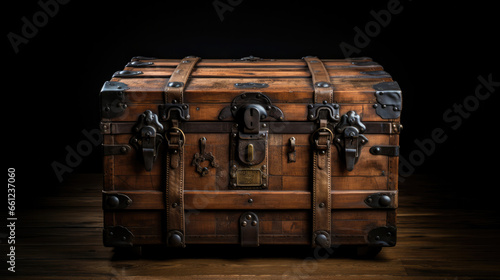 Antique Elegance Captured: Studio Shot of an Ancient Chest, Showcasing Its Exquisite Details and Timeless Beauty photo