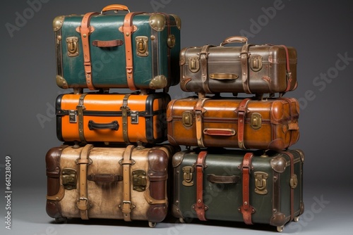 A collection of four travel suitcases for a journey. Generative AI