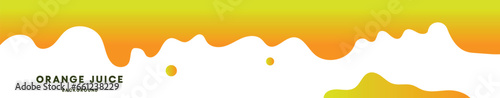 Creative vector illustration of orange juice liquid drips, orange liquid flowing seamless wide background. An art for orange juice packaging. Abstract concept element.