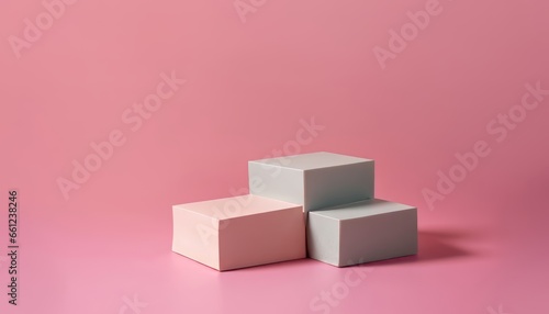 Awarding square podiums on pink background © Loliruri