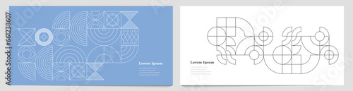 幾何学 抽象 レトロ バウハウス 背景 セット