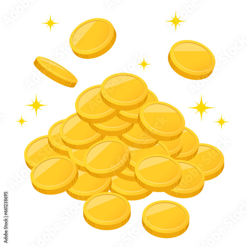 降り積もる金色のコインのイメージ_ベクターイラスト