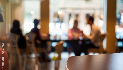 Blurred silhouettes of sitting people in a coffee cafe