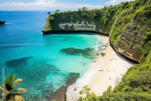 Beautiful beach in Nusa Penida island, Bali, Indonesia. Generative AI photo