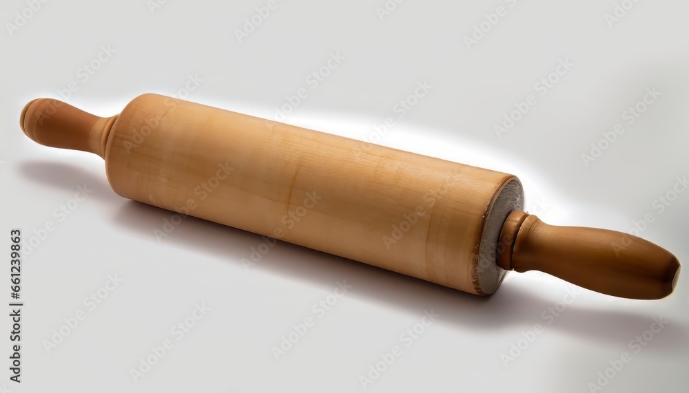 Baking rolling pin on white background