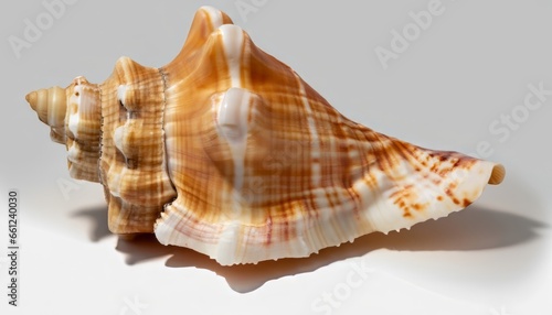 Sea shell orange cassis cornuta on a white background. Undersea Animals.
