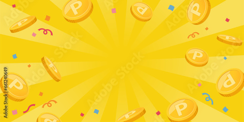 ポイントコインとサンバーストの背景イメージ（2：1）_ベクターイラスト