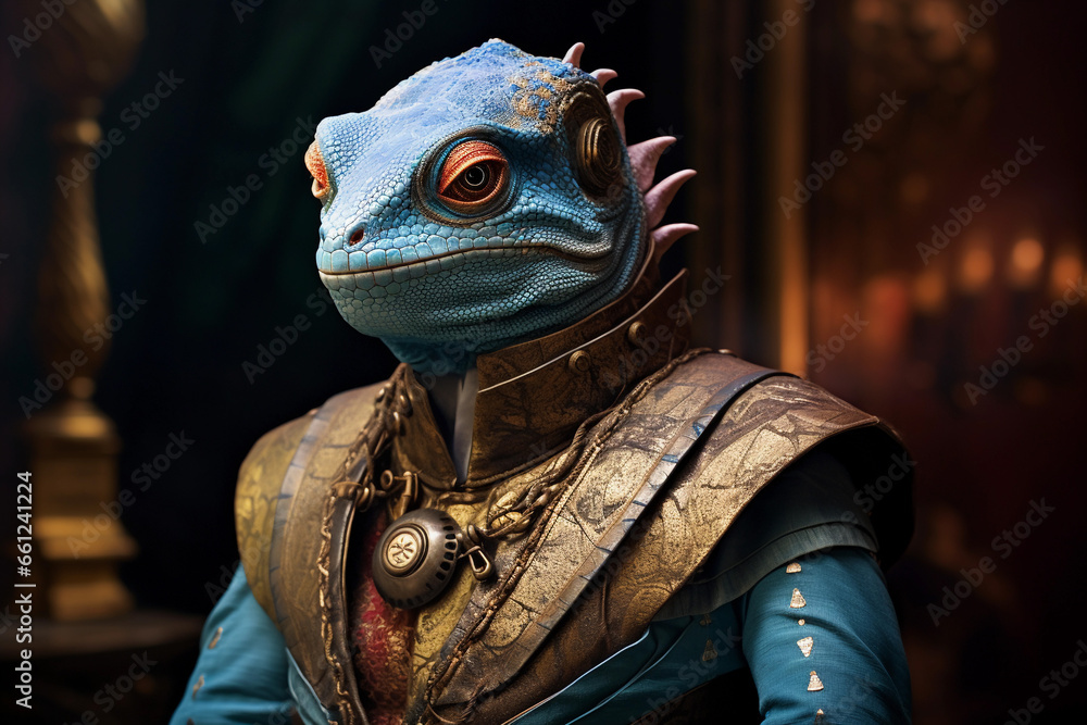 A beautiful Chameleon wearing ancient Egyptian period apparel A beautiful Chameleon wearing ancient Egyptian period apparel