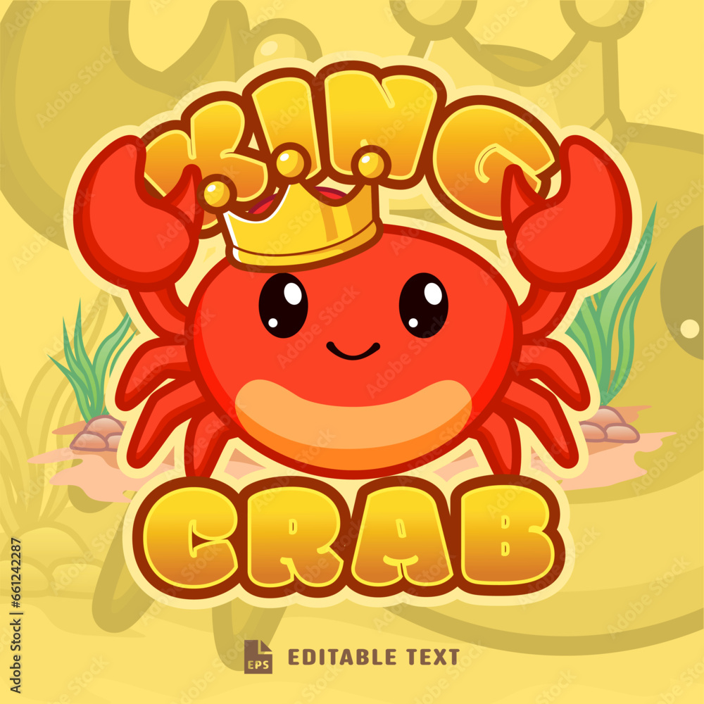 Fototapeta premium Cute King Crab Logo Cartoon
