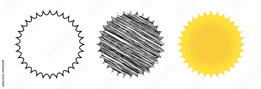 Fototapeta premium vector sun illustration in 3 types