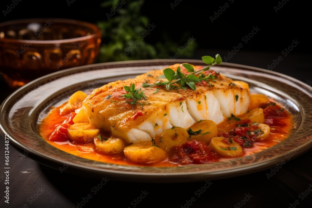 Bacalao a la Vizcaina: A Savory Culinary Masterpiece Bursting with Vibrant Colors, Authentic Spanish Flavors, and Rich Tomato-Based Sauce