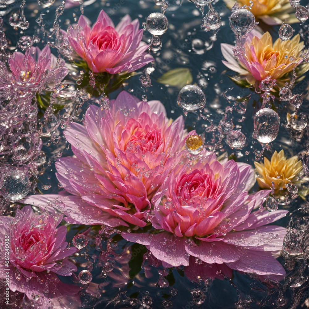close up flower petals with water drops on it created using ai technology close up flower petals with water drops on it created using ai technology