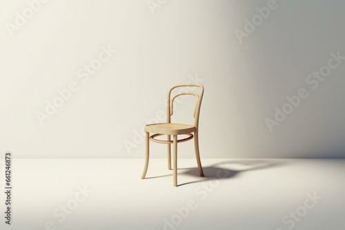 a chair in 3D  placed alone on a white backdrop. Generative AI