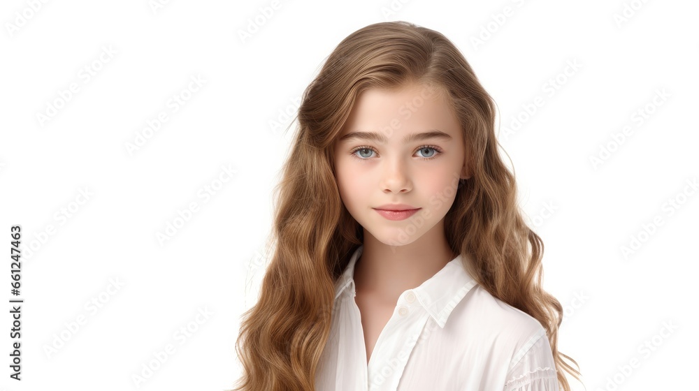 photo portrait of a beautiful young caucasian white American model teen girl looking forward. child ad with copy space, children, beauty, pretty photo portrait of a beautiful young caucasian white American model teen girl looking forward. child ad with copy space, children, beauty, pretty