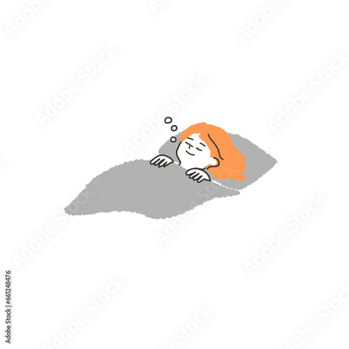 笑顔で寝る女性