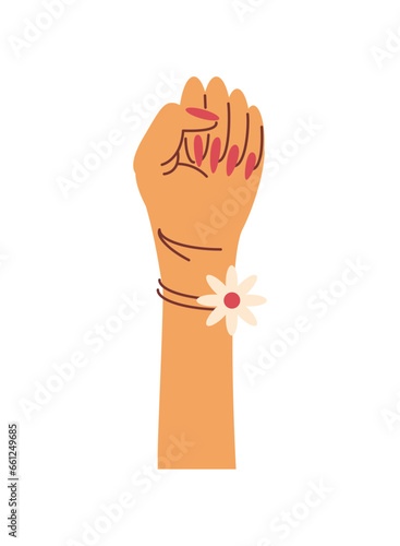 female hand with flower