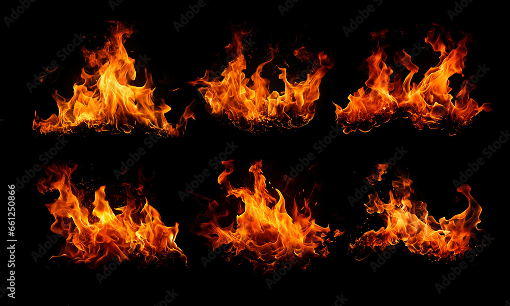 Fire flames on black background Fire flames on black background