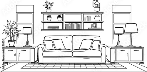 Living room sketch drawing