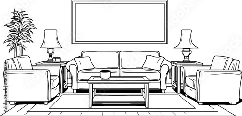 Living room sketch drawing