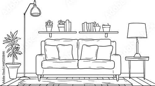 Living room sketch drawing