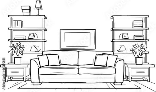 Living room sketch drawing