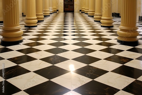 Floor made of marble checkerboard pattern. Generative AI