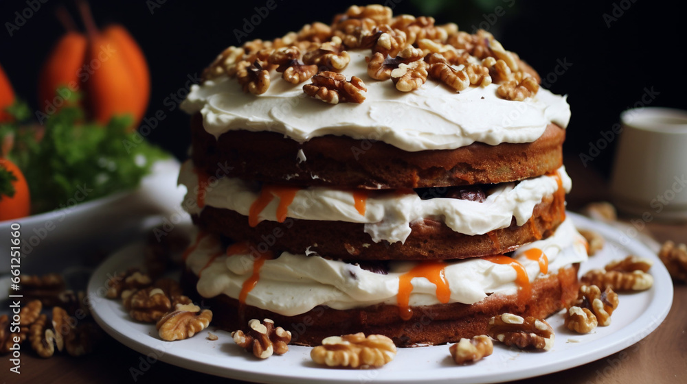 Amazing Vegan Walnuts Carrot Cake with Cashew Cream Frosting Amazing Vegan Walnuts Carrot Cake with Cashew Cream Frosting