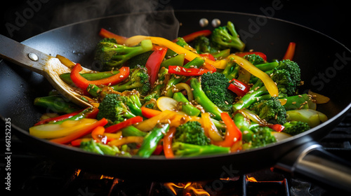 Stir Fry Vegetables in the Wok