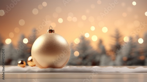 3D rendering of Beautiful Christmas decoration with a ball and fir trees