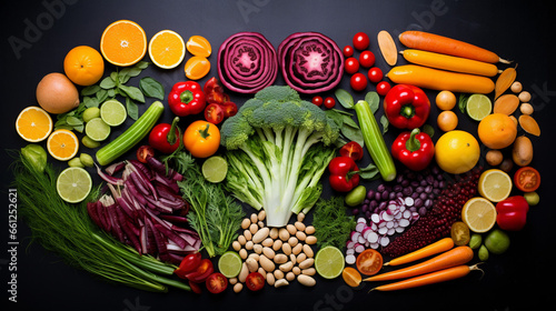 Beautiful Vegetarian Spelled Out in Colorful Fruits and Vegetabl