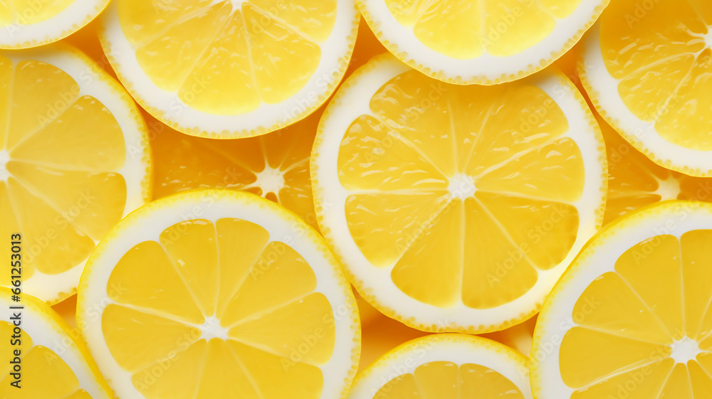 Fresh lemon slices pattern background close up health Fresh lemon slices pattern background close up health