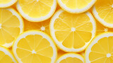 Fresh lemon slices pattern background close up health