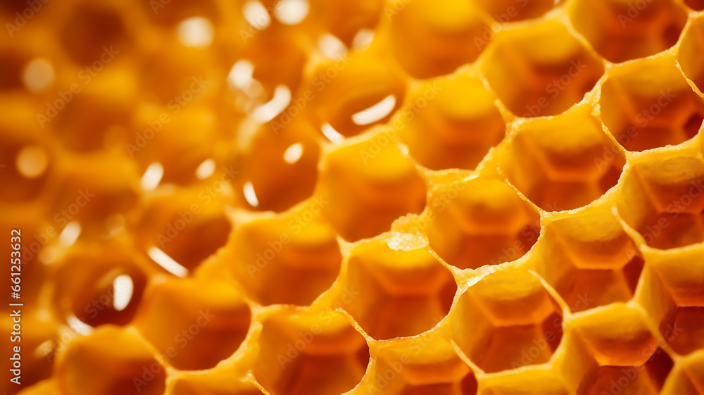 Beautiful Yellow Honeycomb Closeup Background Healthy Food Backg