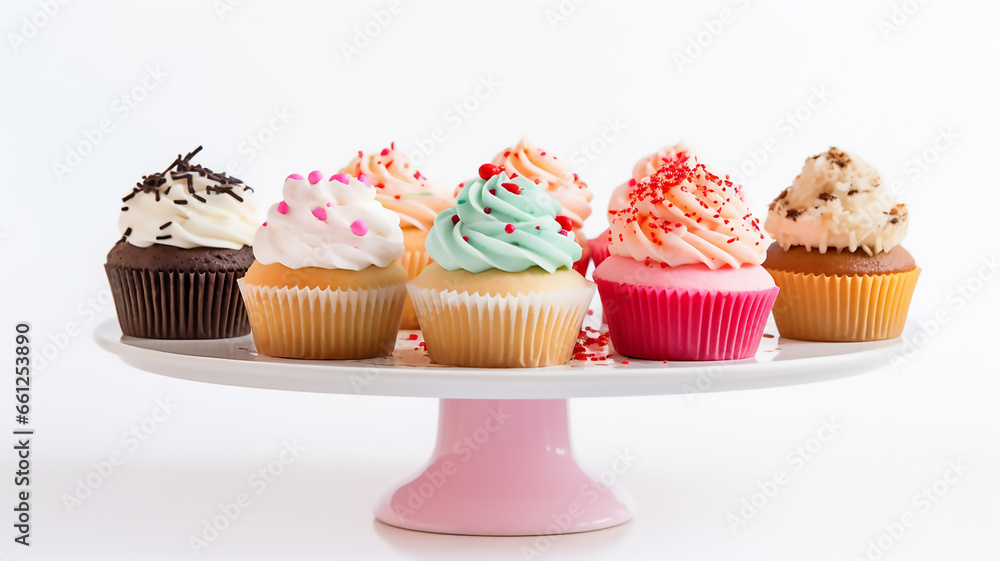 Nice Close Up View of Various Sweet Cupcakes Isolated