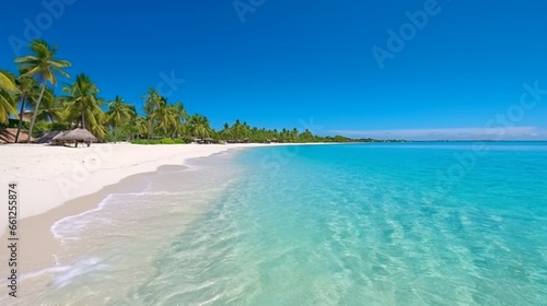 Tropical paradise beach with white sand and crystal.Generative AI © sudipdesign