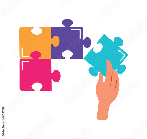 puzzle pieces with hand